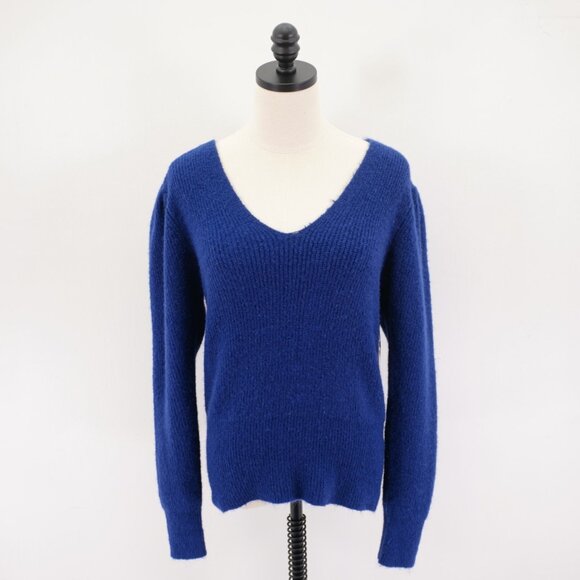 NEW Something Navy Blue Medium V-Neck‎ Sweater Acrylic Nylon Spandex - Picture 1 of 10